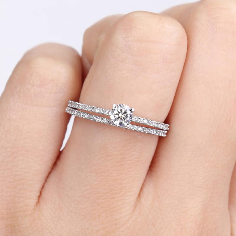 Miadora 1/2ct TDW Diamond Solitaire Bridal Ring Set in 14k White Gold