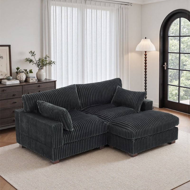 Oversized Plush Modular Sectional Sofa Couch with Ottoman