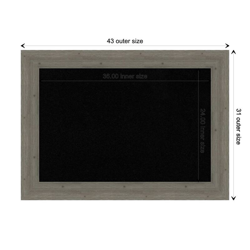 Fencepost Grey Wood Framed Black Corkboard Bulletin Board - Board Size 36x24