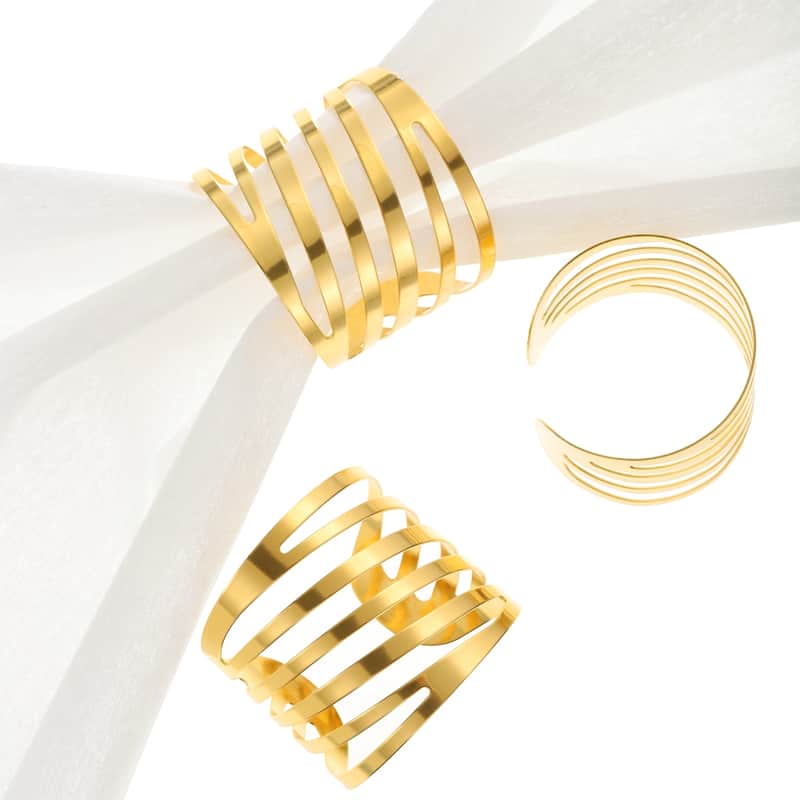 Napkin Rings Metal Diagonal Wavy Shape Napkin Holder for Dinner