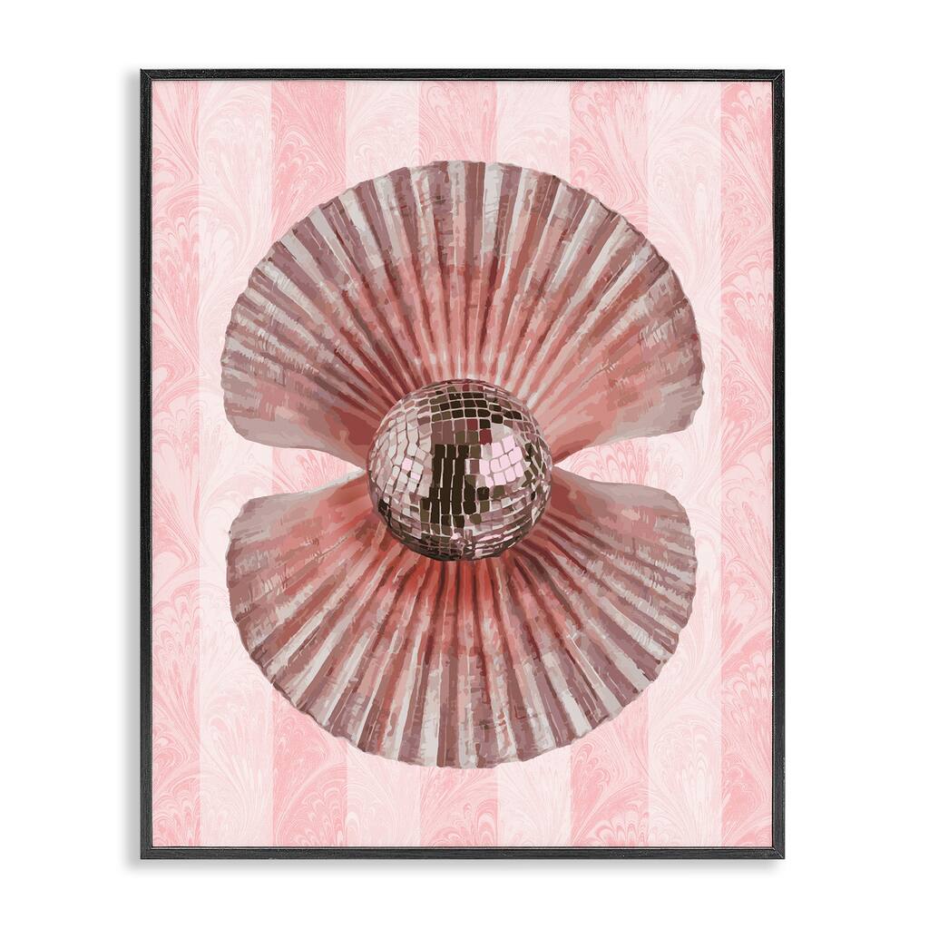 Stupell Disco Pearl in Clam Shell Framed Giclee Art Design By Lil' Rue