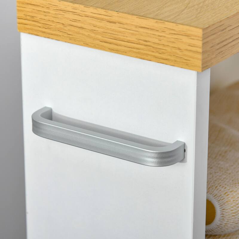 Bathroom Corner Cabinet Storage Organizer with Wheels, Slim Skin Care Cabinet Floor Cabinet with Open Shelves