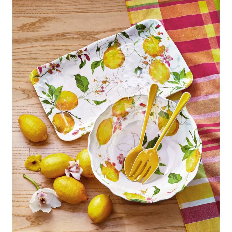 Lemoncello Melamine Rectangle Spring Summer Serving Platter 17 in x 10 in