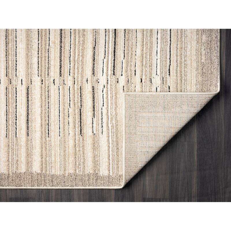 Terra by Obeetee Chelsea Lines Neutral Rug - 2' x 3'