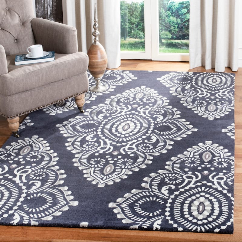 SAFAVIEH Handmade Wyndham Geanina Modern Wool Rug - 8' x 10' - Dark Grey/Ivory