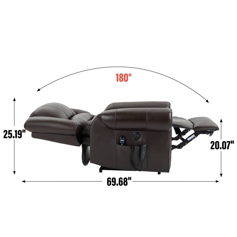 Power Lift Recliner Chair Heat Massage Dual Motor Infinite Position Up to 350 LBS, Heavy Duty Motion Mechanism with USB Ports