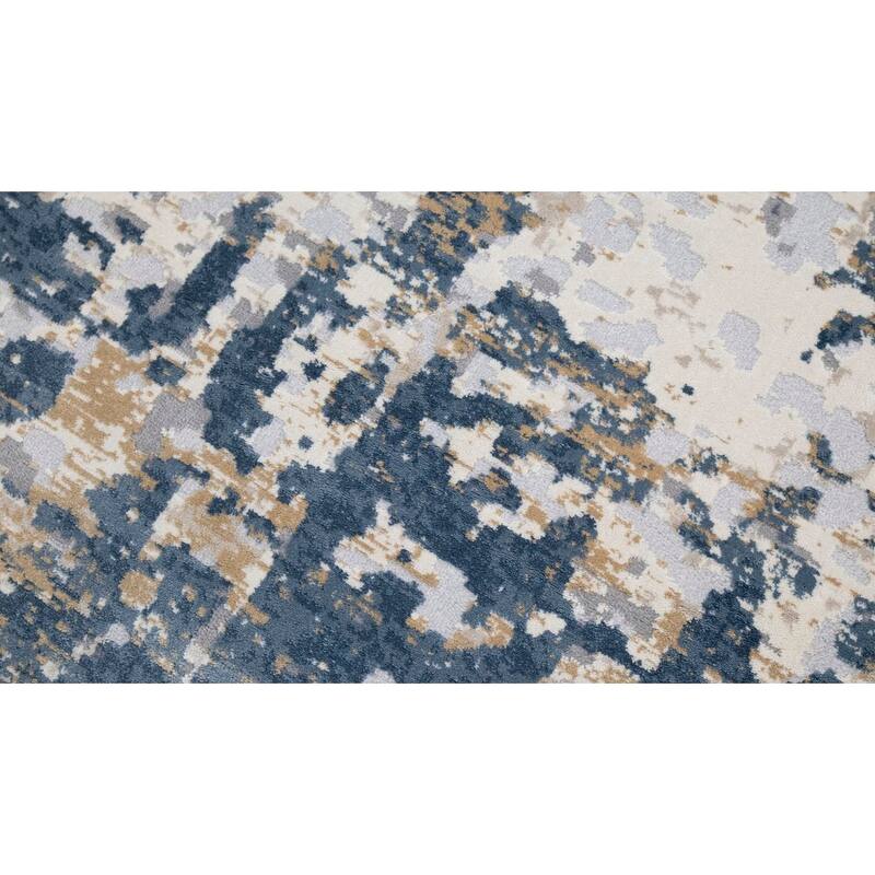 Abstract Marina Blue Beige Rug