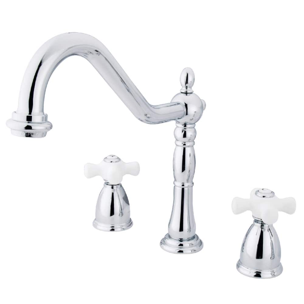 Kingston Brass Heritage Deck Mount Widespread Kitchen Faucet