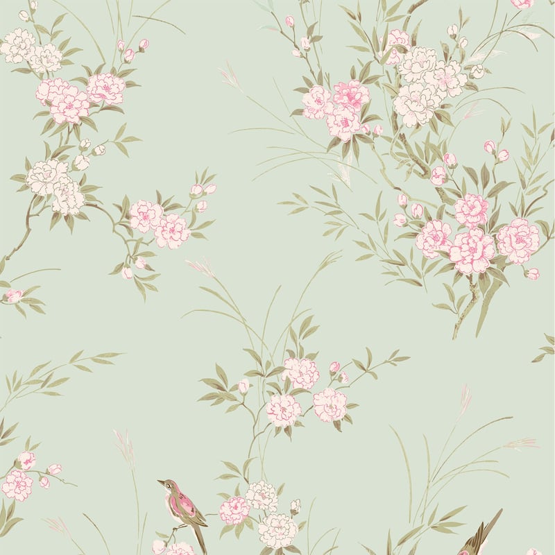 Shabby Chic by Rachel Ashwell Bird Chinoiserie Green Wallpaper
