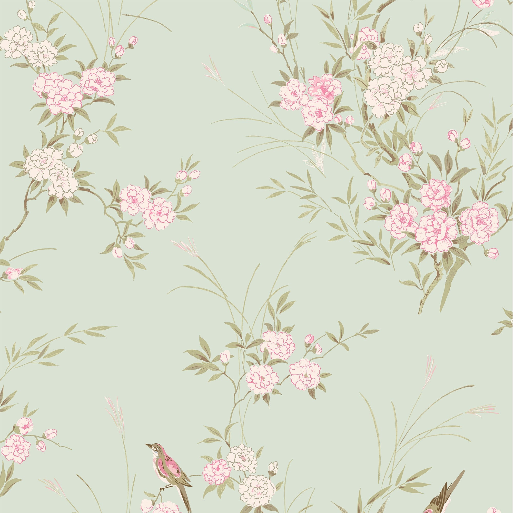 Shabby Chic by Rachel Ashwell Bird Chinoiserie Green Wallpaper