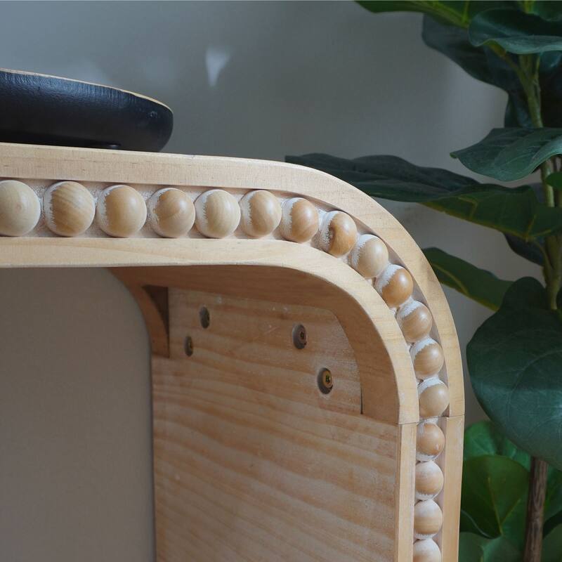 Entryway Table, Curved Waterfall-style Table,Console table with wood beads,Entrance Table for Entryway, Hallway, Living Room