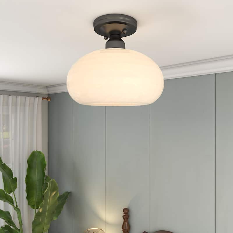 1-Light Metal Flush Mount Light Glass Ceiling Lights
