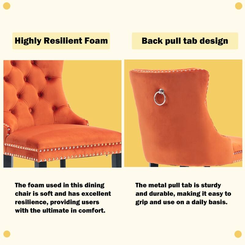 Contemporary Upholstered Velvet Barstools with Button Tufted Set of 2