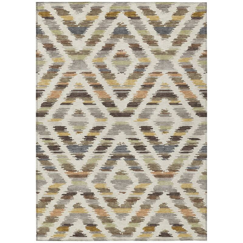 Machine Washable Indoor/ Outdoor Global Diamdon Chantille Rug