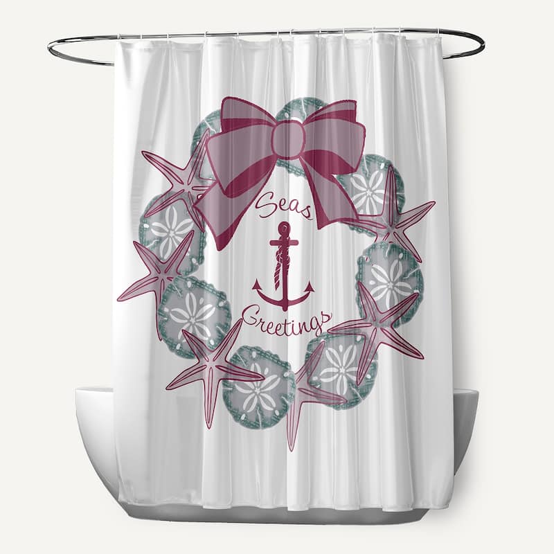 Seas and Greetings Wreath Shower Curtain - Passion Flower