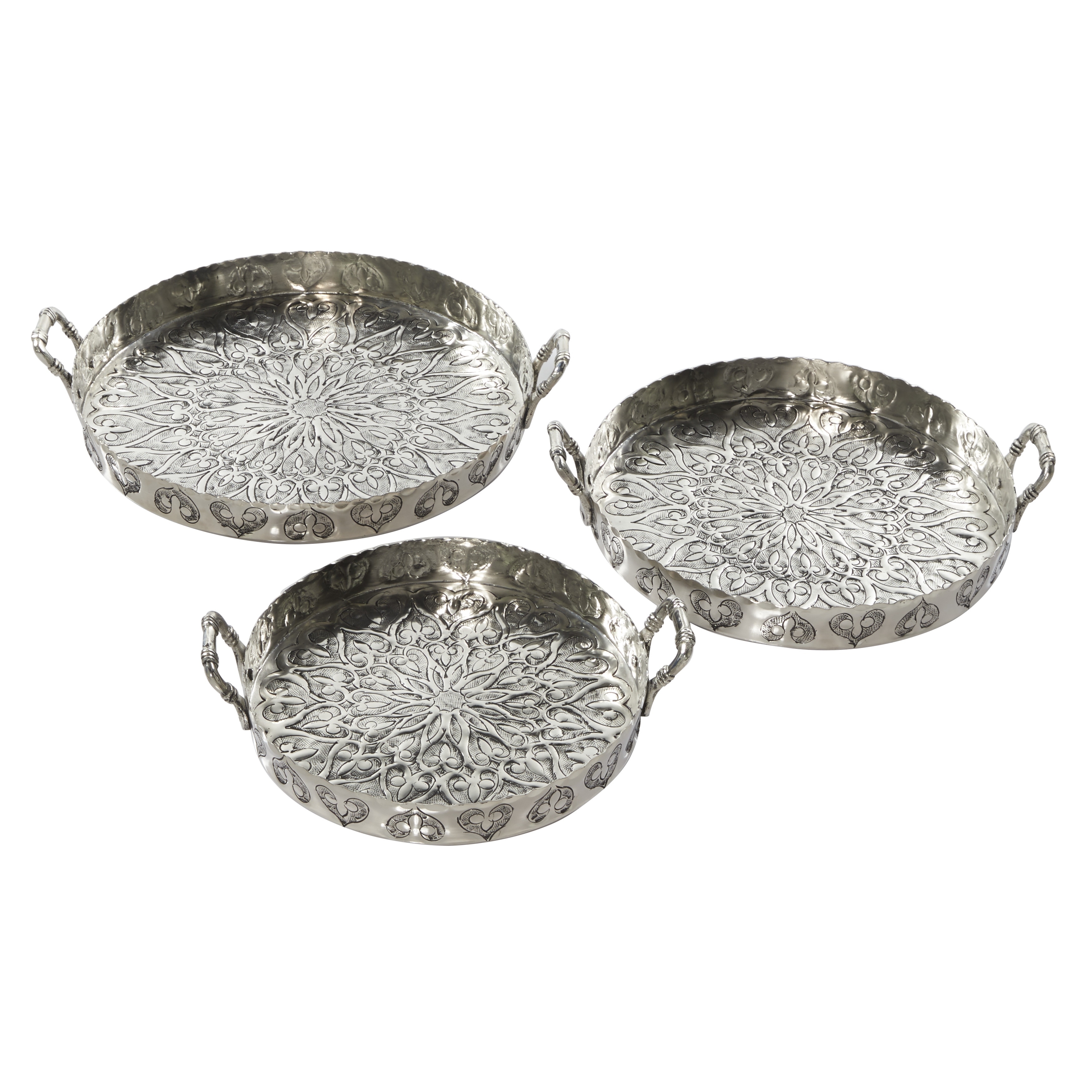 amscan Silver Rectangular Plastic Serving Platters-3 Pcs