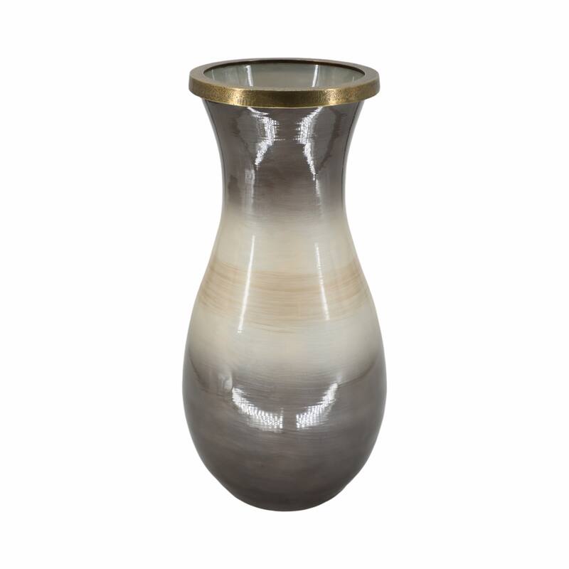 Sagebrook Home Glass Vase with Metal Accent - Elegant Decor Accent Piece