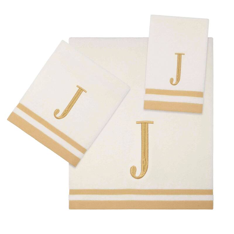 Avanti IVR/GLD Monogram 3-Piece Towel Set