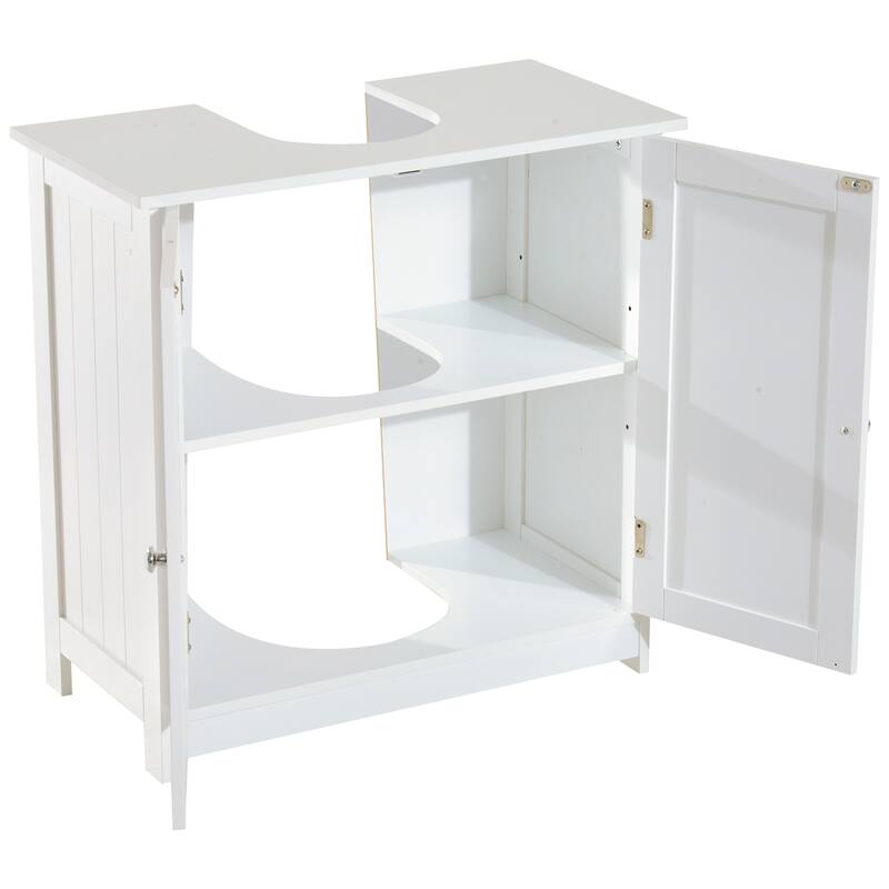 HOMCOM Under Sink Bathroom Cabinet with 2 Doors and Shelf, Pedestal Sink Bathroom Vanity Cabinet