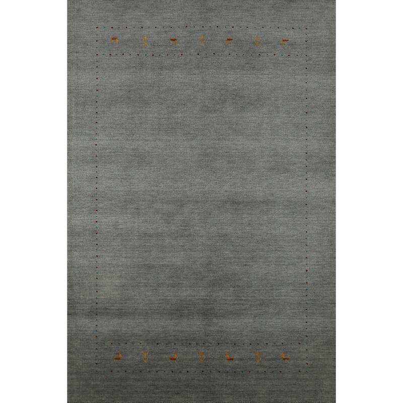 Gray Tribal Gabbeh Indian Area Rug Handmade Wool Carpet - 5'5" x 7'9"