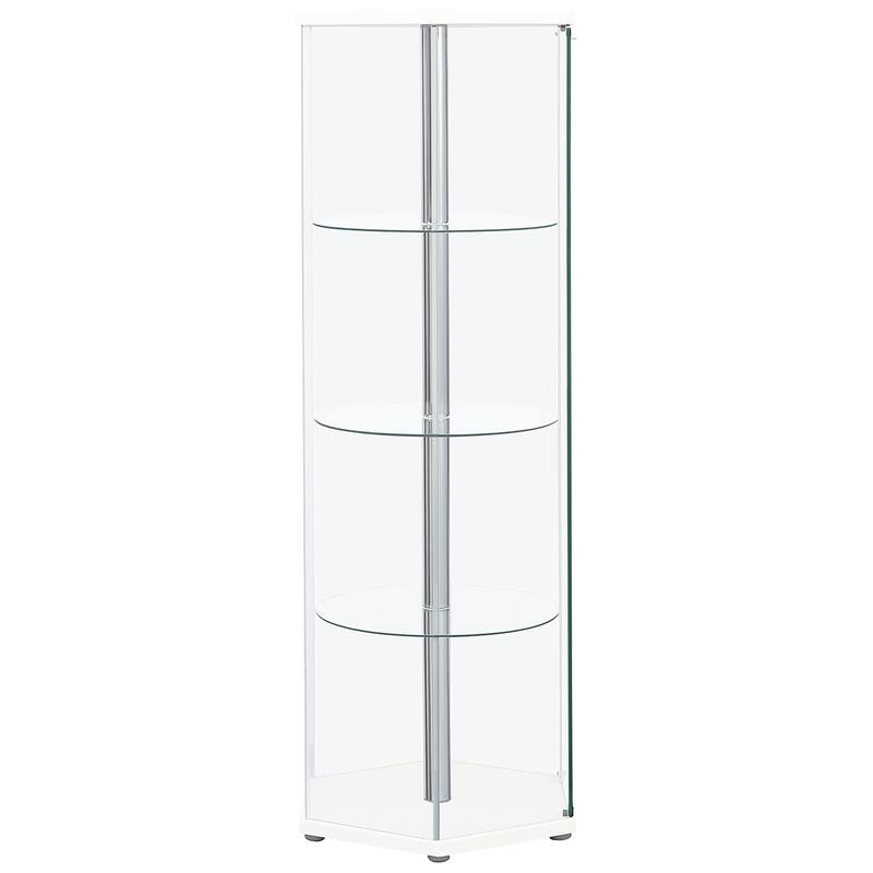 Zahavah 4-shelf Hexagonal Clear Glass Curio Cabinet