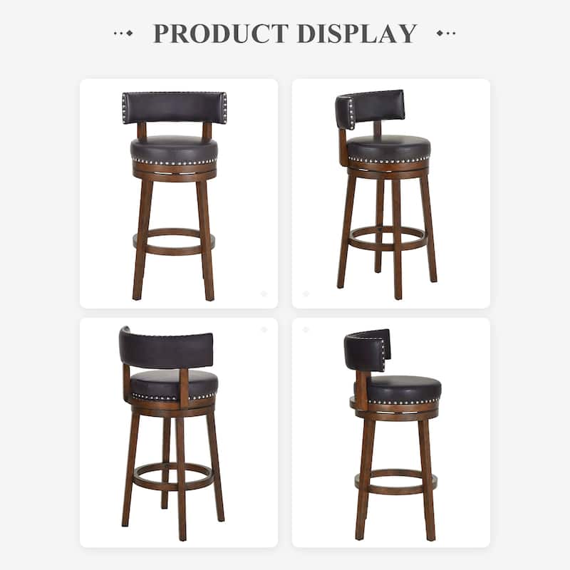 Modern Velvet Swivel Bar Stool - 25" or 30" Counter Height with Adjustable Footrest & Walnut Base, for Kitchen Islands