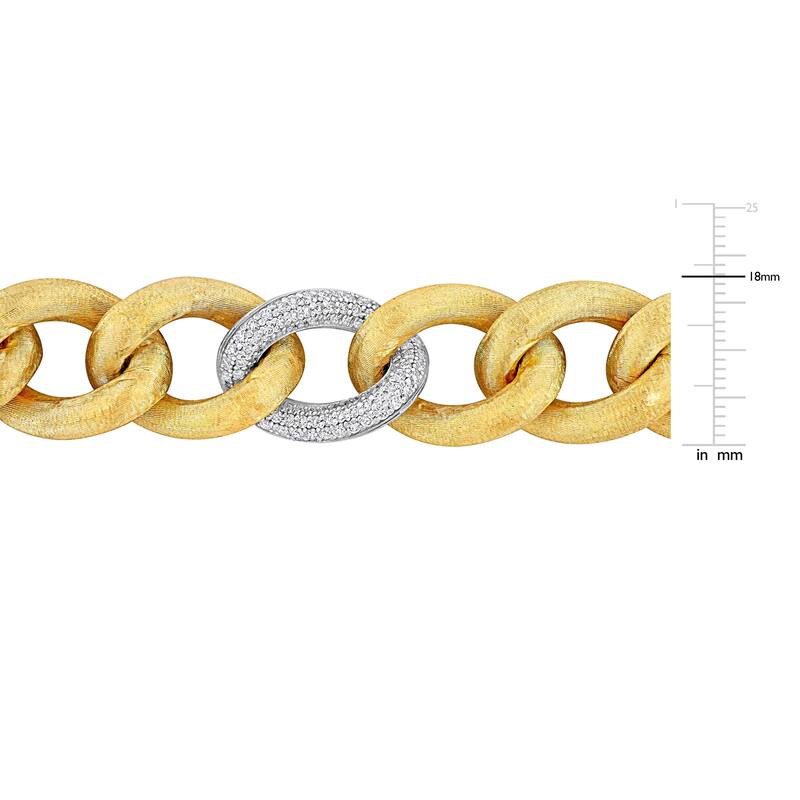 Miadora 1 1/2ct TDW Diamond Oval Link Chunky Bracelet 14k Two-Tone White and Yellow Gold-7.5in