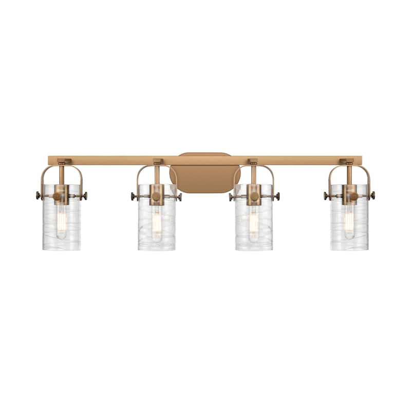 Innovations Lighting 423-4W-10-35 Pilaster II Cylinder Vanity Pilaster - Brushed Brass / Deco Swirl