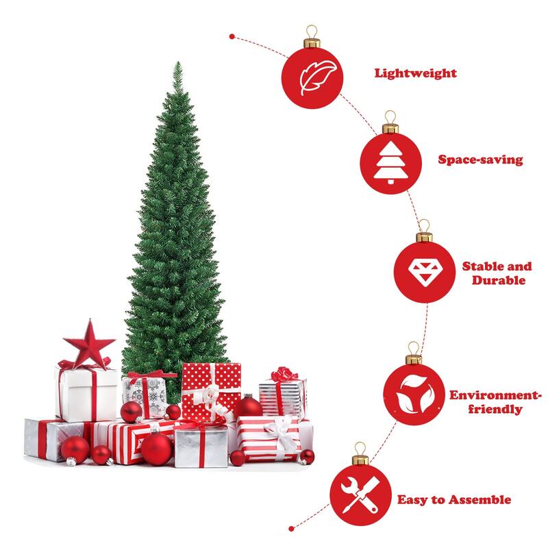 Gymax 5' Christmas Tree PVC Artificial Holiday Decor Slim Pencil Tree - See Details