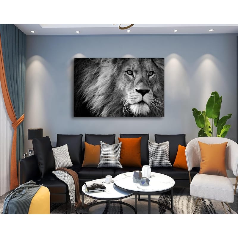 Wall Art Stretched Artwork Black and White Lion Pictures to Photo