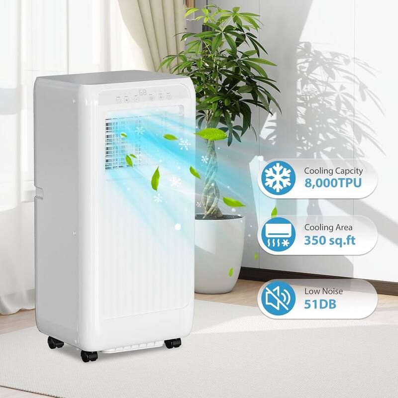 8000 BTU Portable Air Conditioner, 3 In 1 AC Unit for 350 Sq.Ft