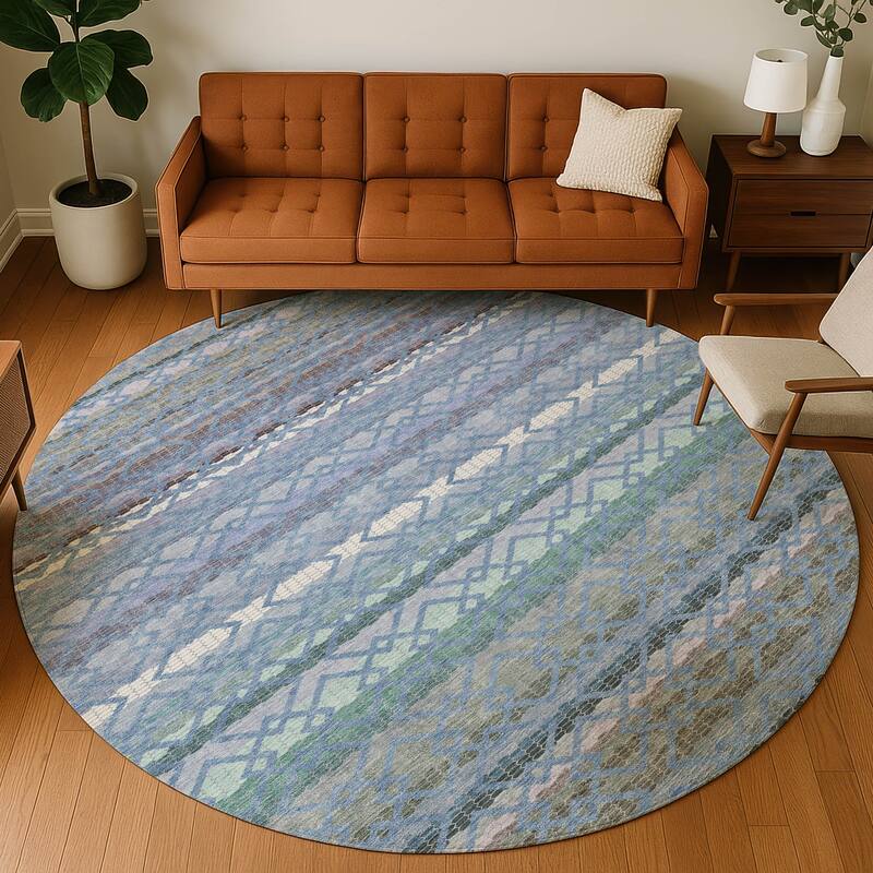 Machine Washable Indoor/ Outdoor Cabo Stripe Chantille Rug