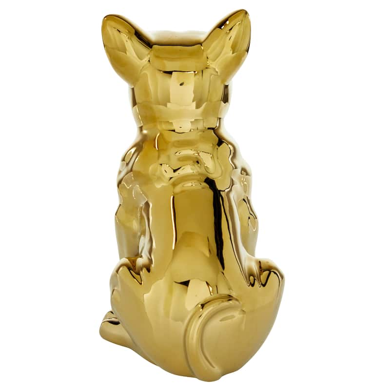Ceramic Bulldog Decorative Sculpture with Sunglasses - Silver, Gold - CosmoLiving by Cosmopolitan