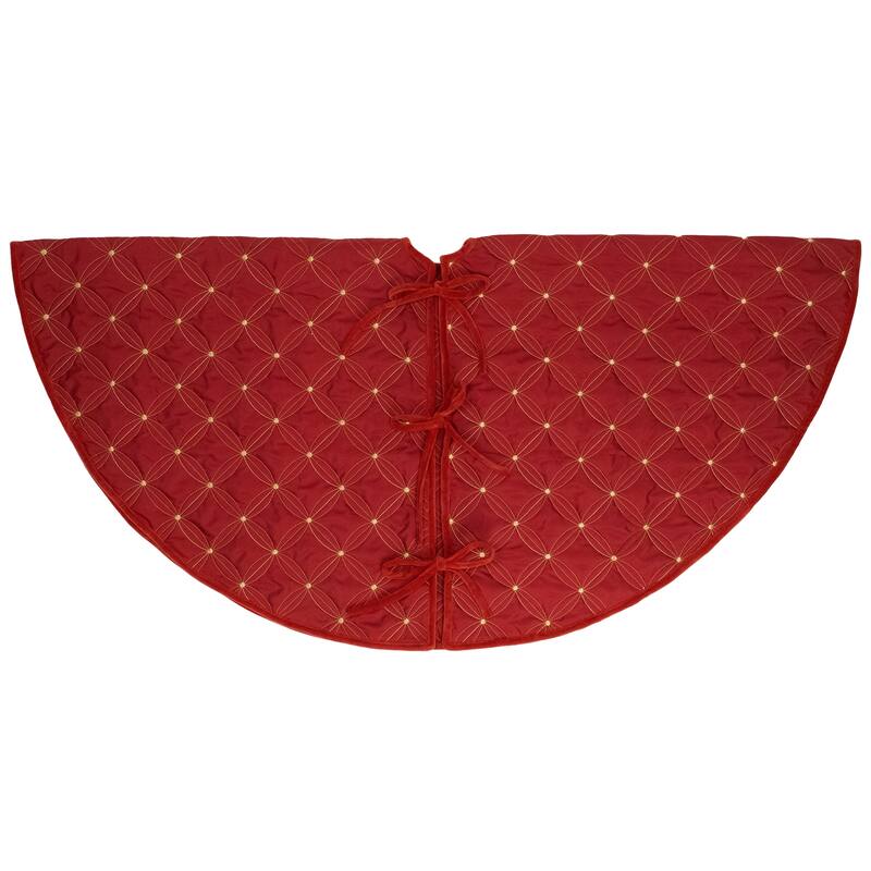 Round Quilted Tree Skirt - 60" - Red