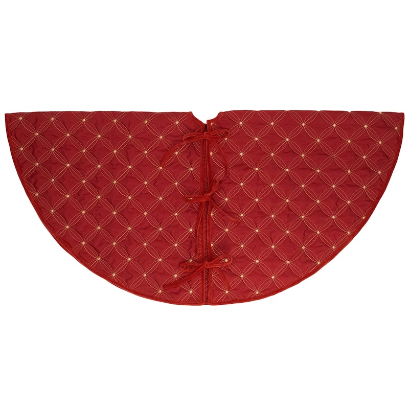 Round Quilted Tree Skirt - 60" - Red and Gold