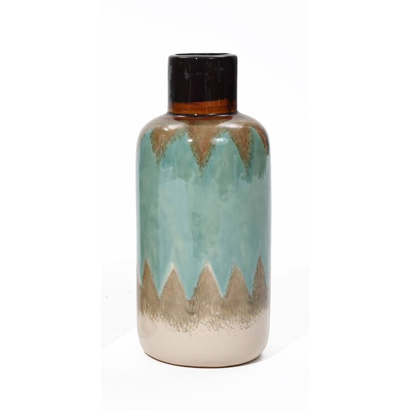 Three Earth Tones Ombre Tall Stoneware Vase