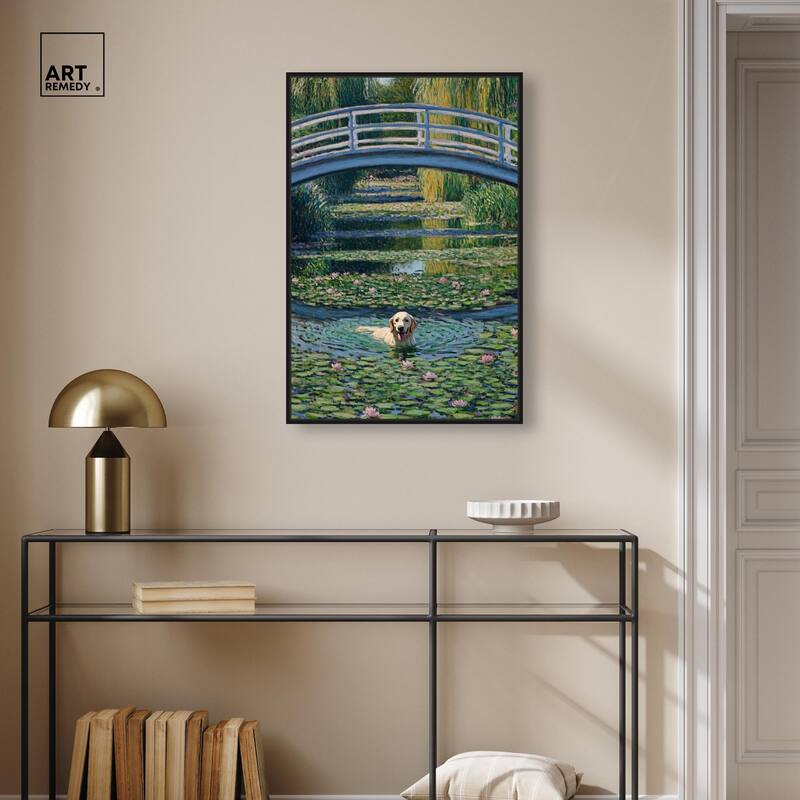 The Pond Under the Bridge Canvas by Art Remedy