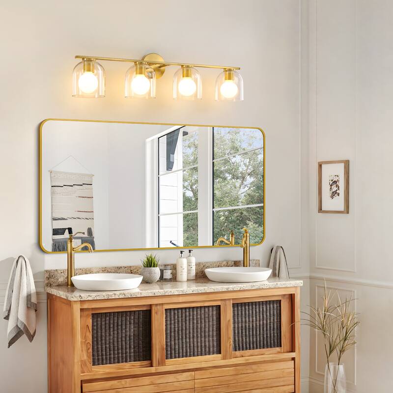 2/3/4-Light Dimmable Bathroom Vanity Light with Glass Shade - Matte Black