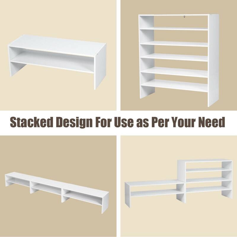 3-Piece Multipurpose MDF Stackable Storage Shoe Rack with 2-Tier Shelves for Hallway or Living Room - 31"x 12"x36" (L x W x H)