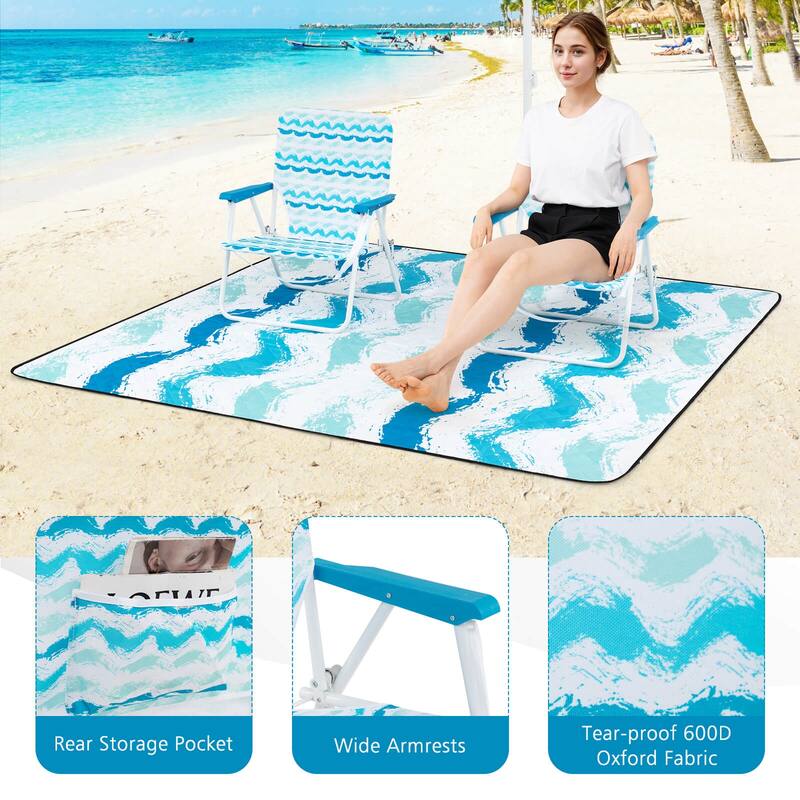 Costway 4 PCS Beach Umbrella Set with 2 Foldable Chairs & Picnic - See Details