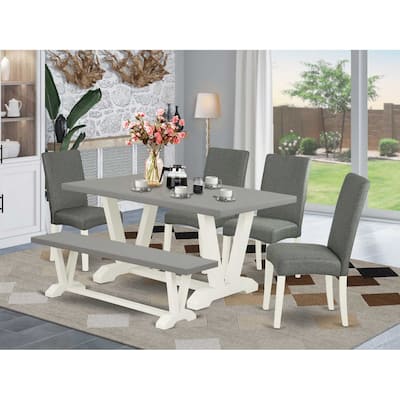 6-Piece Rectangle Natural Oak Finish Solid Wood Top Dining Table with 1-Bench, 4-Chairs with