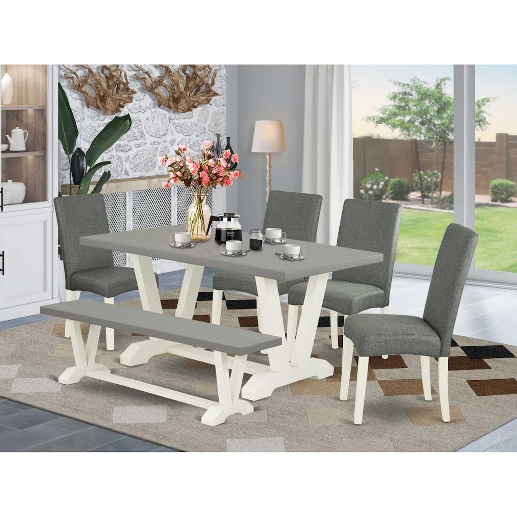 6-Piece Rectangle Natural Oak Finish Solid Wood Top Dining Table with 1-Bench, 4-Chairs with