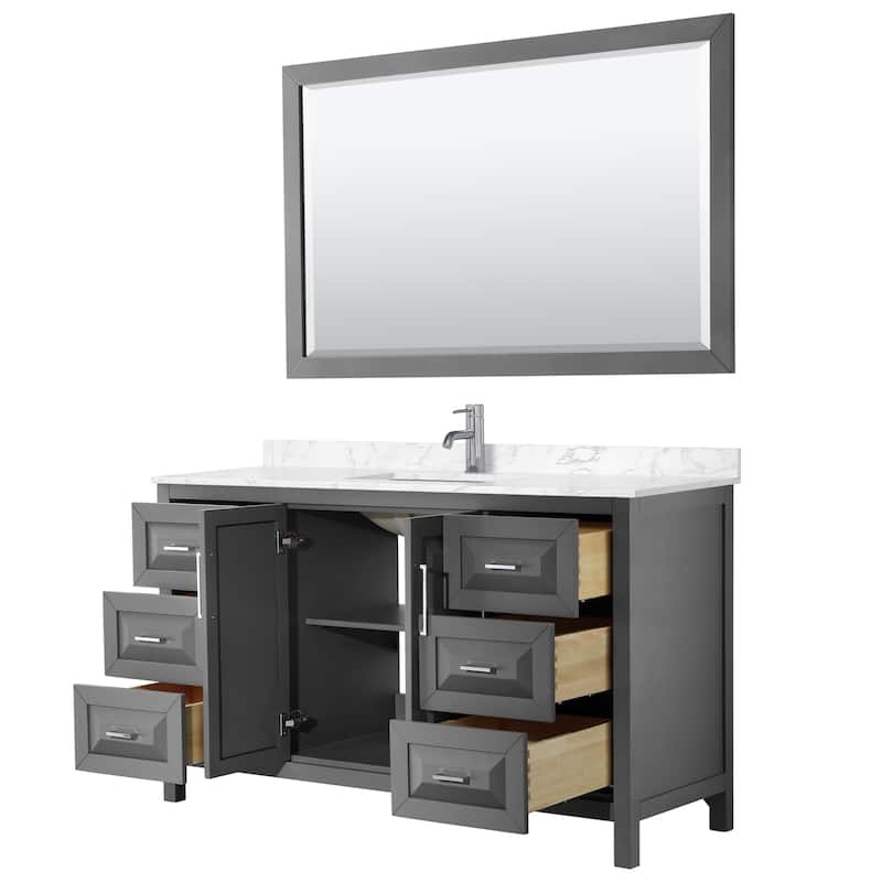 Daria 60 Inch Single Vanity, Cultured Marble Top, 58 Inch Mirror