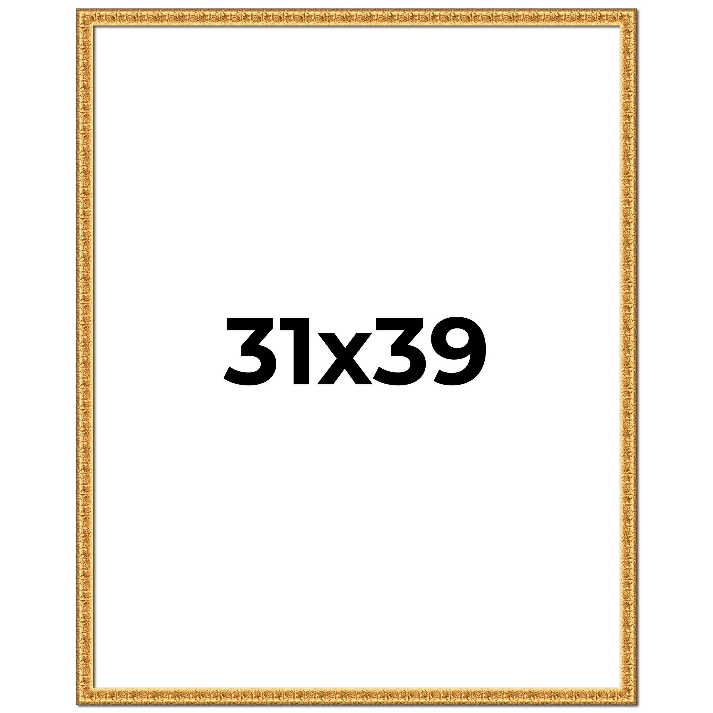 31x39 Frame Gold Real Wood Picture Frame Width 1 inches | Interior