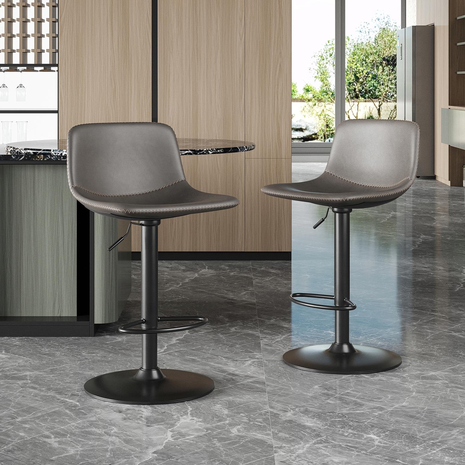 Mid Century Modern Bar Height Stools with Back Support