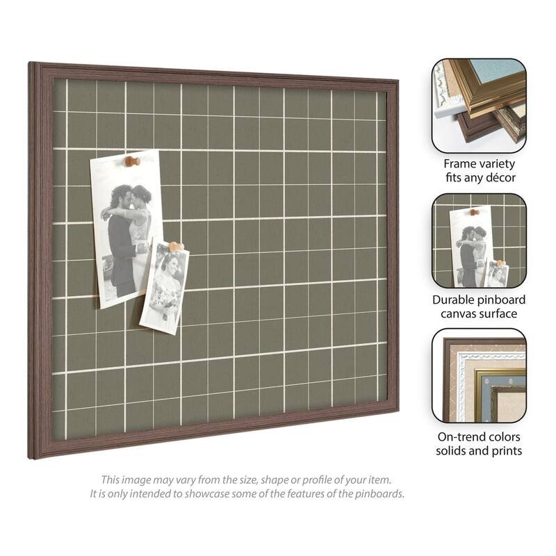 Kate and Laurel Framed Fabric Pinboard Sage Green Plaid Wall Organization