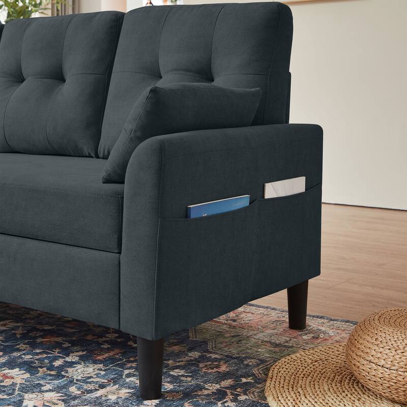 76.18" Upholstered Sleeper Pull Out Sofa Couch with Storage Chaise