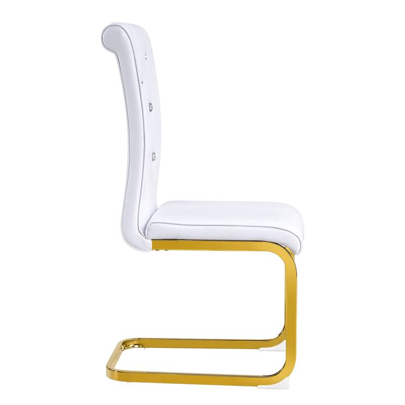 Retro Alligator-Embossed Faux Leather Dining Chairs with Crystal Buckle, Accent Upholstered Kitchen Chairs