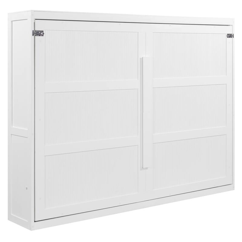 Roomfitters Queen Size Murphy Bed with LED Lights, Modern Wall Bed Space-Saving Cabinet