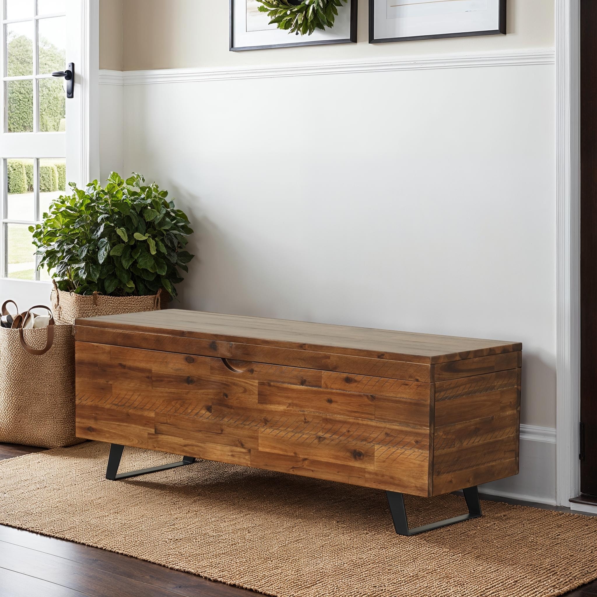 Broadmore 46-inch Acacia Wood Storage Bench - On Sale - Bed Bath